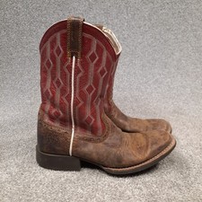Ariat Live Wire Cowboy Boots Youth Size 3 Brown Red Leather Square Toe 10017316