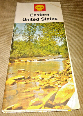 VINTAGE SHELL OIL EASTERN UNITED STATES FOLDING PAPER MAP 1967 ORIG ESTATE
