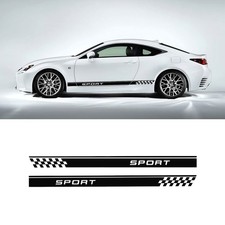 2Pcs Car Body Side Decal Auto Vinyl Sports Racing Stripe Side Skirt Hood Stic...