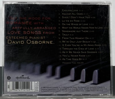 David Osborne Simply Romantic Piano Favorites Audio CD Hallmark
