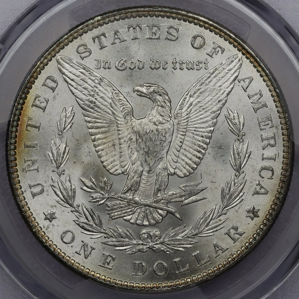 Dólar de plata Morgan 1883 - graduación profesional MS 63+ tono monstruo Foto 2 de 4