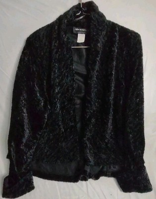Connected Apparel Velvet Blazer Bolero Swing Jacket Open Front Long Sleeves M