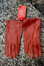 Vintage AK ANNE KLEIN Leather Gloves New With Tags Rust XL