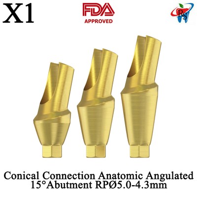 1pcs DSI Dental Abutment Anatomic Angulated 15° Conical Connection RPØ5.0-4.3mm 