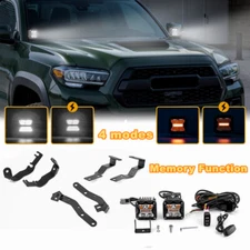 For Toyota Tacoma 1995-2023 3'' Amber White Strobe Light & Ditch Mount & DT Wire