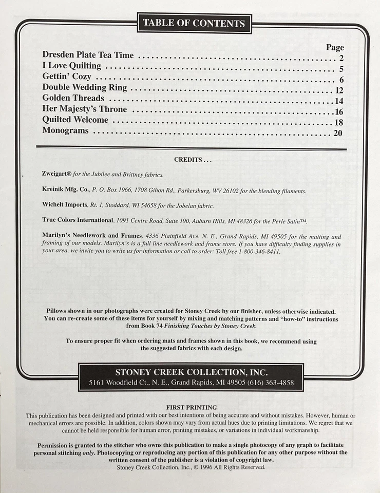 Libro de diseños acolchados Stoney Creek 163 1996 Foto 3 de 3
