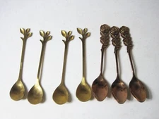 Vintage Brass and Copper Spoons Lot Miniature