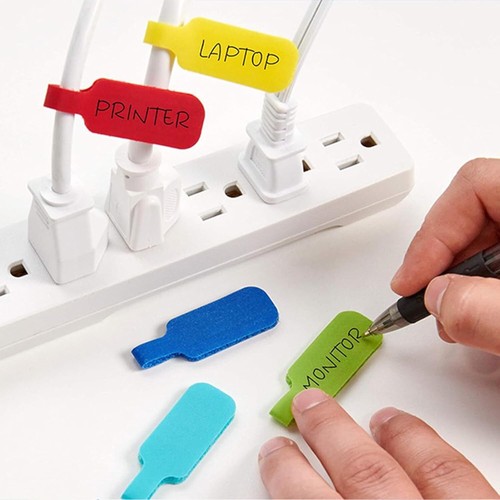48x Cable Labels Tags Waterproof Cord Labels strong viscosity Reusable 8 colors - Afbeelding 7 van 12
