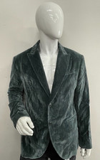 NWT 1498 John Varvatos Men's Velvet Blazer In Oiled Blue Size:48