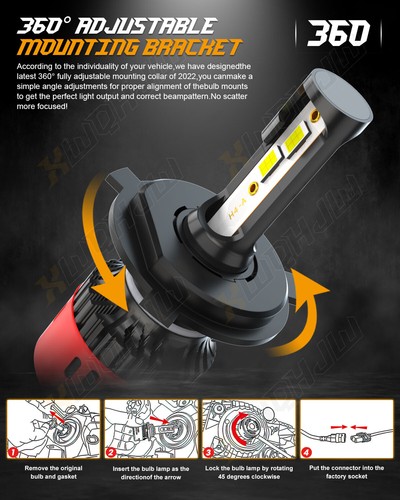 H4 9003 LED Headlight Kit High Low Beam Conversion Kit 6000K White - Foto 3 di 13