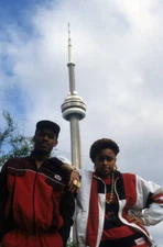 Rapper Michie Mee and DJ L.A. Luv appear in a portrait taken on J - Old Photo 6