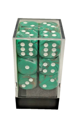 Chessex Vortex - Bright Green / Black   d6 - Dice Set - Würfel - Neu OVP #