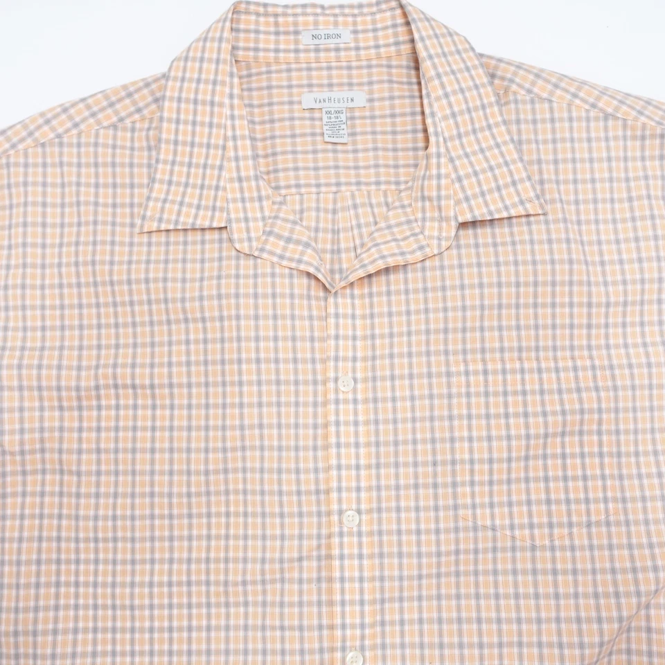 Van Heusen платье рубашка мужская 2XL (18-18,5) желтый клетку хлопок Оксфорд воротник - Изображение 2 из 4