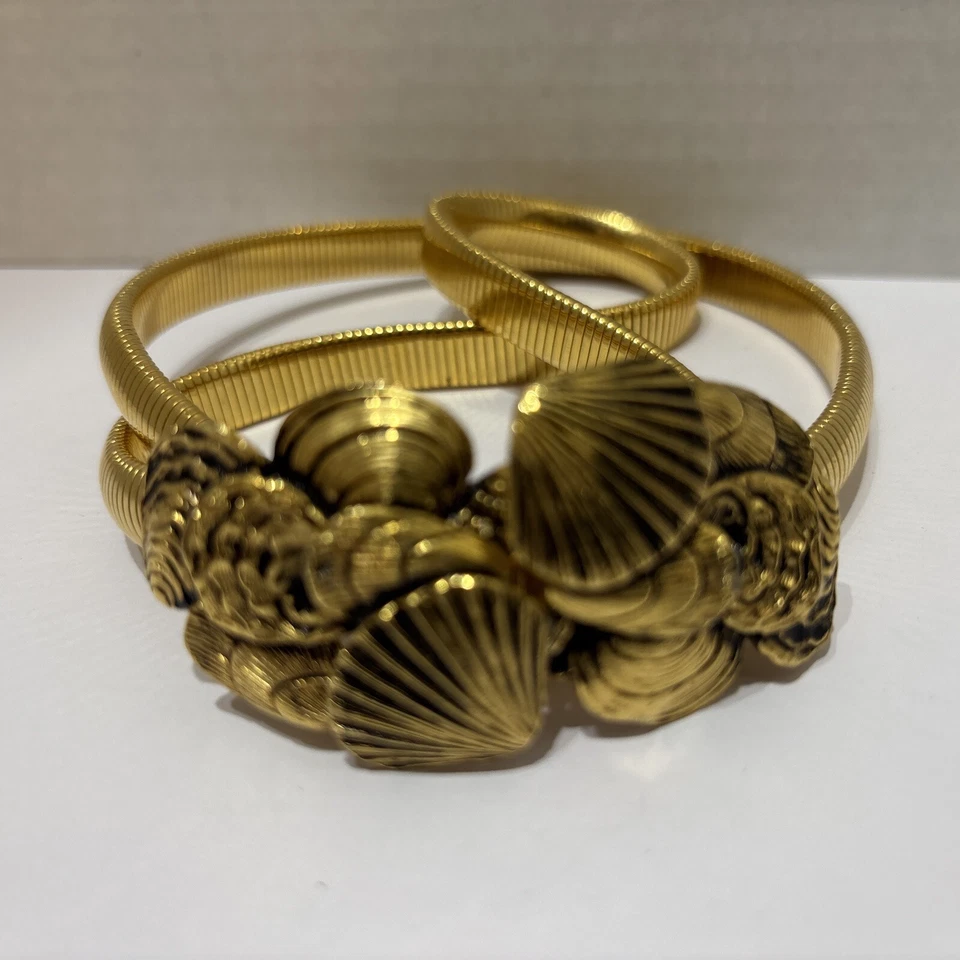 "De colección Hattie Carnegie Seashells tono dorado elástico cierre de cinturón cintura 27"" a 32""" Foto 2 de 4