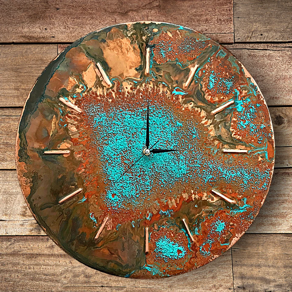 Reloj de Pared Grande Mediados de Siglo Moderno Art Deco Granja Silencioso Cobre Decoración de Pared Foto 2 de 4