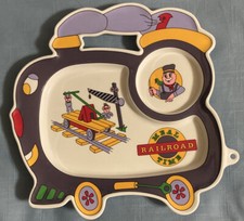 Train Plate Childs Meal Railroad Time Purple Engineer Plastic Oneida 1994