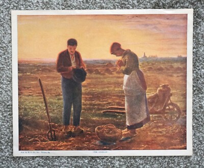 Vtg W.C. Co Tyrone Pa. The Angelus Jean Francois Millet Print 11'' x 9''