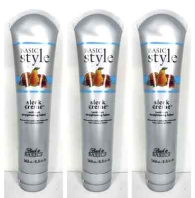 3 Back to Basics Basic Style SLEEK CREME ANTI FRIZZ STRAIGHTENING BALM 5.5 oz Ea
