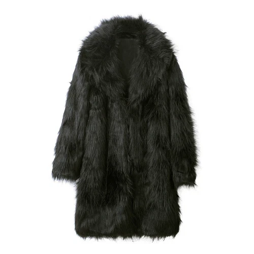 Men Faux Fur Coat Mens Winter Warm Thicker Long Jacket Overcoat Parka Outwear - Picture 6 of 11