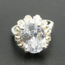 Sterling Silver Ring Flower CZ Hallmarked Solid 925 Perfect Quality Empress