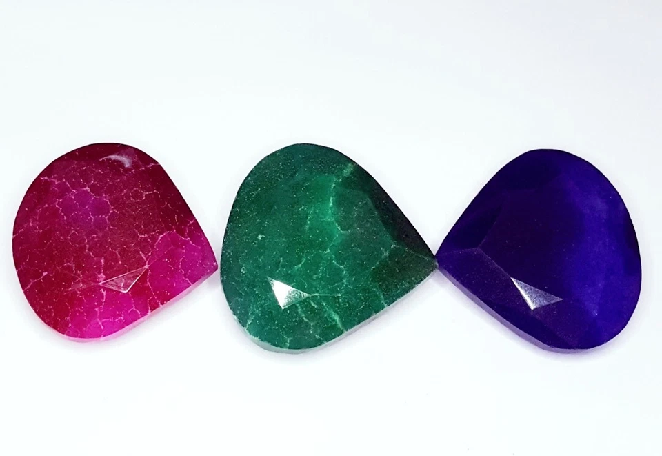 Natural Ruby, Emerald & Blue Sapphire 498.67 Ct Loose Gemstone 3 Pcs Opaque Gem - Image 3 of 4