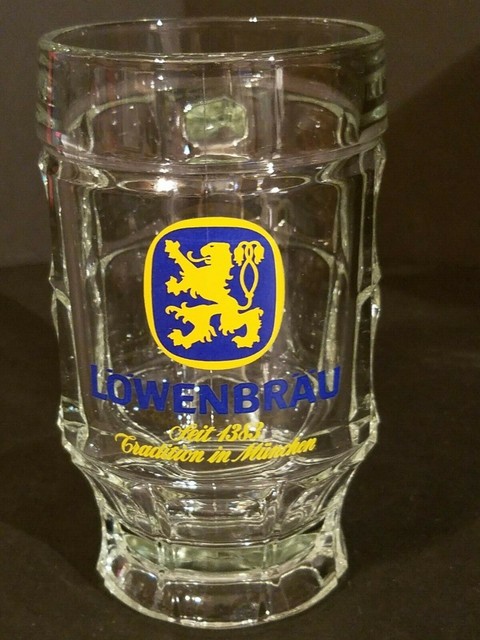 lowenbrau stein glass
