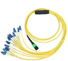 Singlemode MPO Female APC-12 x LC-UPC Simplex Breakout Cable, 15M