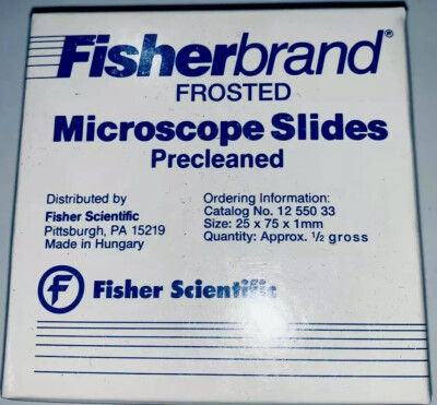 FISHERBRAND FROSTED MICROSCOPE SLIDES PRECLEANED #12-550-33 Size: 25x75x1 mm
