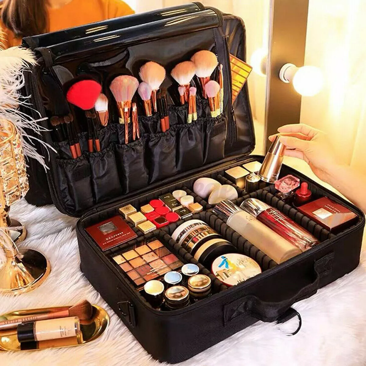 Extra Large Vanity Case Beauty Make Up Box Jewelry Cosmetic Nail Art  Storage Bag