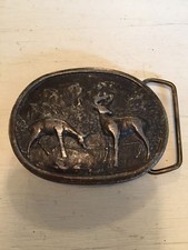 Indiana Metal Craft Belt Buckle Featuring Deer and Mountains Numbered