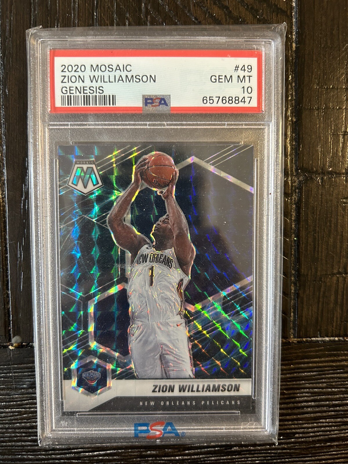 2020-21 Panini Mosaic Zion Williamson Genesis Prizm SSP #49 PSA 10