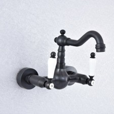 Black Oil Rubbed Brass Kitchen Faucet Bathroom Sink Mixer Tap Wall Mount ssf704
