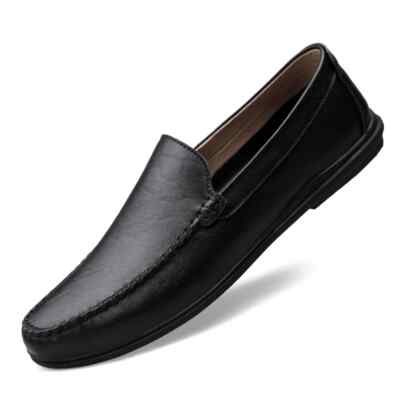 Leather Men Casual Shoes Slip on Breathable Loafers Comfort Light Driving Shoes