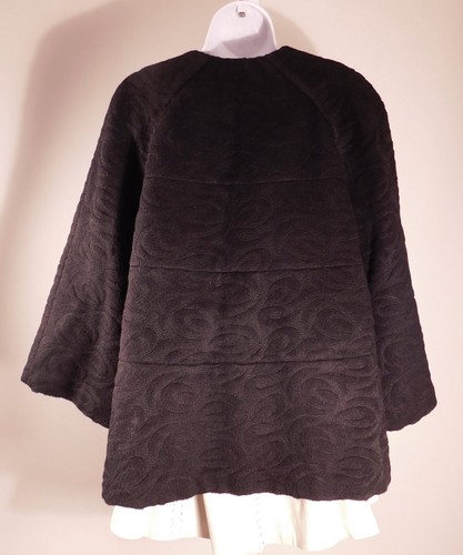 CO COLLECTION Women's Black Damask Bracelet Length Sleeve Wool Coat Sz M ($595) - Picture 5 of 6