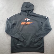 Denver Broncos Sweater Mens Medium Gray Therma Fit Hoodie Pullover Sweatshirt