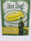 Hot Dog and Coca Cola Coke Combo 15 Cents Retro Vintage Tin Metal Sign - 13x16
