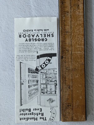 1938 Crosley Shelvador Small Print Ad Electric Refrigerator Built
