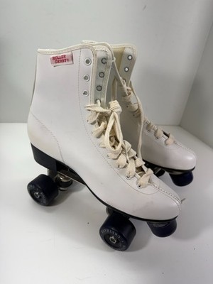 Roller Derby Quad Roller Skates Womens 9 White Urethane Wheels High Top Retro