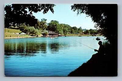 Wheeling,WV Schenk Lake Oglebay Park Fishing Ohio County West Virginia Vintage