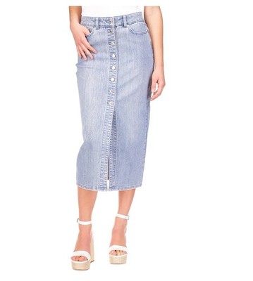 Michael Kors Women's Button-Front Denim Midi Skirt