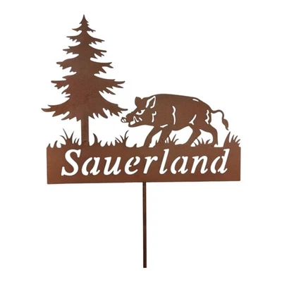 GOLDBACH Gartenstecker 110cm Sauerland rost Wildschwein Stecker Deko Metall Geschenk