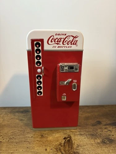 Coca-Cola 1995 Vintage Cast Metal Vending Machine Coin Bank - Missing Plug
