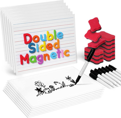 12 Pack Magnetic Dry Erase Boards 9x12 Double Sided Lined w Markers