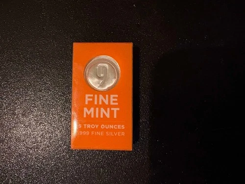 5 oz Cast-Poured Silver Bar - 9Fine Mint - see photos