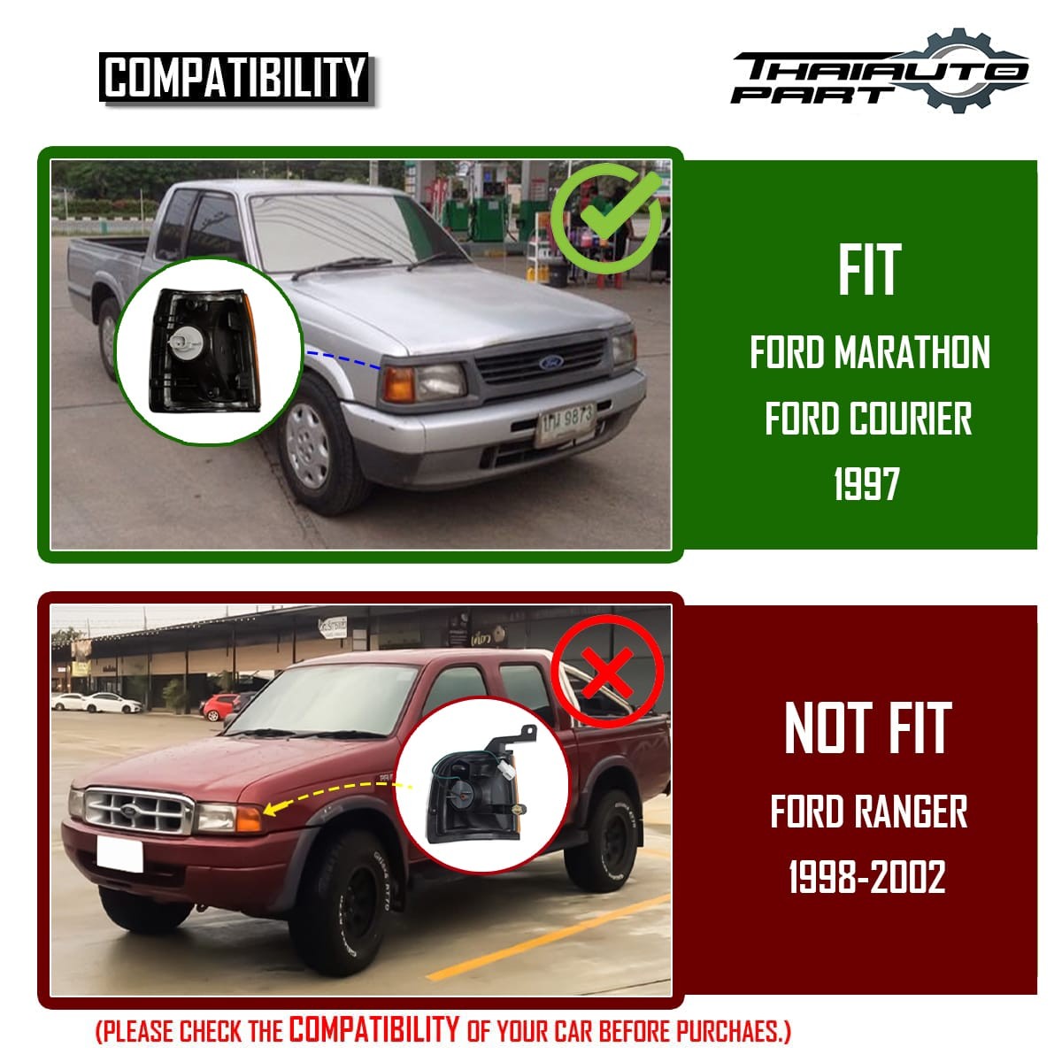 Corner Light Turn Indicator RH Clear Lens For Ford Marathon Courier PD Ute 96-98