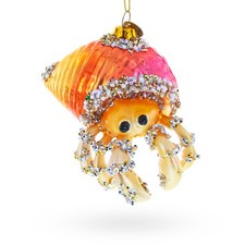Orange Crab Blown Glass Ornament