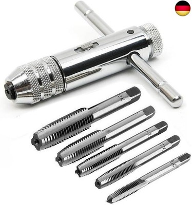 Fixinus Gewindeschneidsatz, 6 Stück HSS Handgewindebohrer Set, M3 M4 M5 M6 M8 