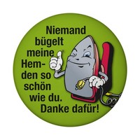 LäChelndes BüGeleisen Magnet Mit FlaschenöFfner Rund Mit Spruch: Du BüGelst Am