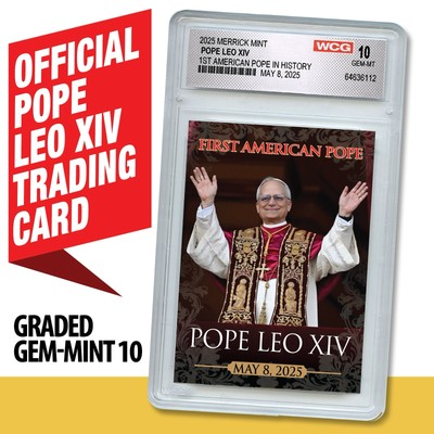 #ad #ad 2025 POPE LEO XIV Official Premium Trading Card GRADED GEM MINT 10 $23.95