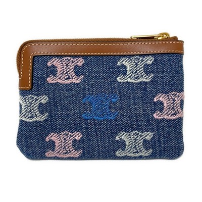 CELINE Triomphe 10C662GR9.14ML Navy Dark Brown Multi Denim Leather